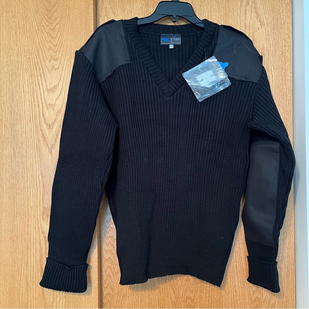 Combex V-neck Medium Knit Commando Sweater With Shoulder And Elbow Pads Police
